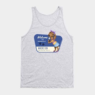 Cute Doxie Dog Singing where fun and mischief awaits Tank Top